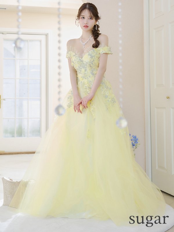 画像7: Lサイズあり【JEAN MACLEAN/ジャンマクレーン】立体フラワー/ 刺繍/ オフショルダー/ チュール/ Aライン/ フレア/ プリンセスロング/ ロングドレス/ キャバドレス long【HC02】 (7)