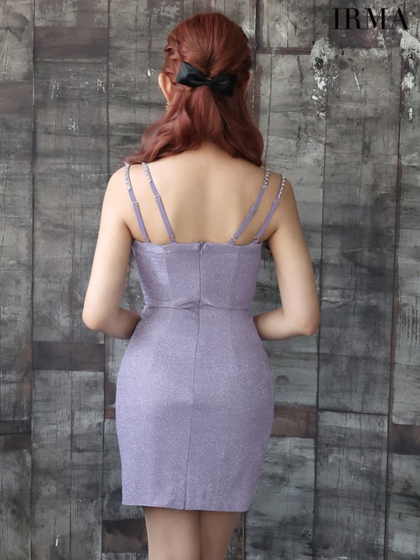 画像4: XSサイズあり【IRMA/イルマ】フラワー刺繍/ ラメ/ キャミソール/ サイドシアー/ タック/ タイト/ ミニドレス/ キャバドレス【HC02】 (4)