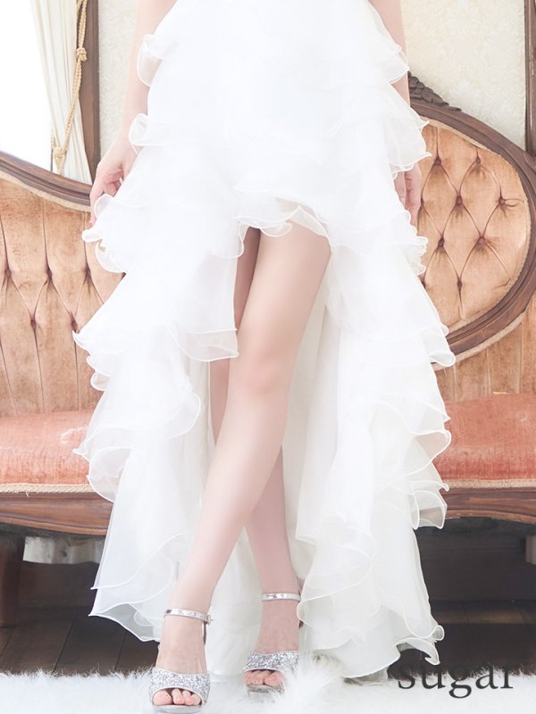 画像13: 【IRMA/イルマ】 オーガンジー/ フリル/ テールカット/ ベア/ ビジュー/ サイドシアー/ フレア/ ロングドレス/ キャバドレス long【HC02】 (13)