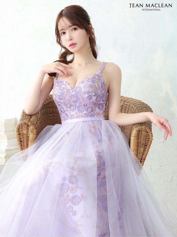画像3: Lサイズあり【JEAN MACLEAN/ジャンマクレーン】ノースリーブ/ フラワー刺繍/ チュール/ レース/ Aライン/ フレア/ プリンセスロング/ ロングドレス/ キャバドレス long【HC02】 (3)