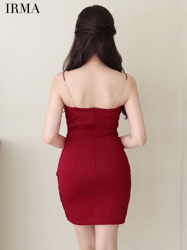 画像12: XSサイズあり【IRMA/イルマ】キャミソール/ フラワーレース/ シアー/ サイドタック/ タイト/ ミニドレス/ キャバドレス【HC02】 (12)