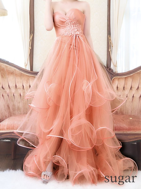 画像10: 【JEAN MACLEAN/ジャンマクレーン】フラワー刺繍/ レース/ ベア/ タフタ/ フリル/ スピンドル/ ショートインロングドレス/ キャバドレス【HC02】 (10)