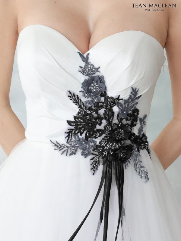 画像7: 【JEAN MACLEAN/ジャンマクレーン】フラワー刺繍/ レース/ ベア/ タフタ/ フリル/ スピンドル/ ショートインロングドレス/ キャバドレス【HC02】 (7)