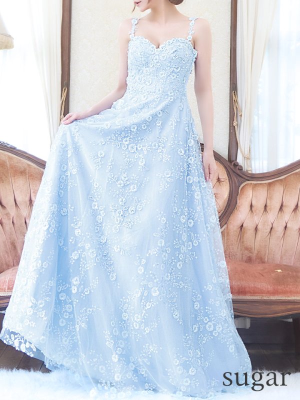 画像8: Lサイズあり【JEAN MACLEAN/ジャンマクレーン】フラワー刺繍/ スパンコール/ レース/ ノースリーブ/ Aライン/ フレア/ ロング/ キャバドレス long【HC02】 (8)