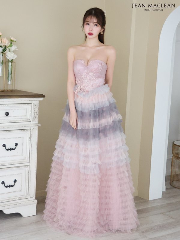 画像5: Lサイズあり【JEAN MACLEAN/ジャンマクレーン】2way/ ベア/ オフショル/ パフスリーブ/ フラワー刺繍/ チュール/ レース/ Aライン/ フレア/ プリンセスロング/ ロングドレス/ キャバドレス long【HC02】 (5)