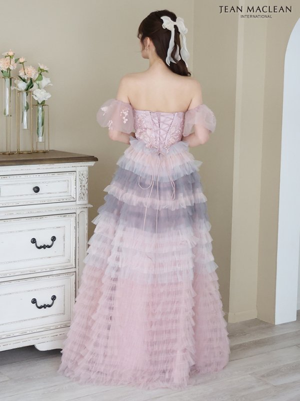 画像6: Lサイズあり【JEAN MACLEAN/ジャンマクレーン】2way/ ベア/ オフショル/ パフスリーブ/ フラワー刺繍/ チュール/ レース/ Aライン/ フレア/ プリンセスロング/ ロングドレス/ キャバドレス long【HC02】 (6)