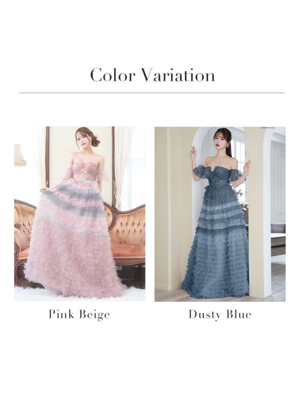 画像19: Lサイズあり【JEAN MACLEAN/ジャンマクレーン】2way/ ベア/ オフショル/ パフスリーブ/ フラワー刺繍/ チュール/ レース/ Aライン/ フレア/ プリンセスロング/ ロングドレス/ キャバドレス long【HC02】 (19)