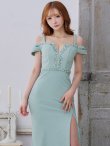 画像4: 【IRMA/イルマ】ラメニット/ ビジュー/ オフショルダー/ バックスピンドル/ スリット/ ロングドレス/ キャバドレス long[OF2A] (4)