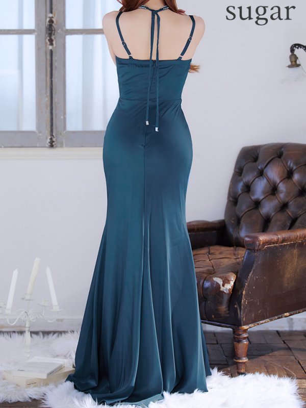 画像9: 【IRMA/イルマ】シンプル/ ワンカラー/ クロスネック/ スリット/ マーメイド/ ロングドレス/ キャバドレス long【HC02】 (9)