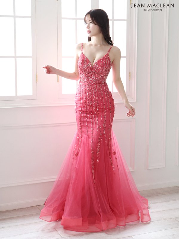 画像2: Lサイズあり【JEAN MACLEAN/ジャンマクレーン】ビーズ刺繍/ キャミソール/ チュール/ マーメイド/ ロングドレス/ キャバドレスlong【HC02】 (2)