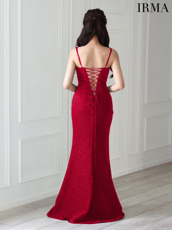 画像4: 【IRMA/イルマ】ビジュー/ ラメニット/ ノースリーブ/ シアー/ タイト/ スリット/ ロングドレス/ キャバドレス long【HC02】 (4)