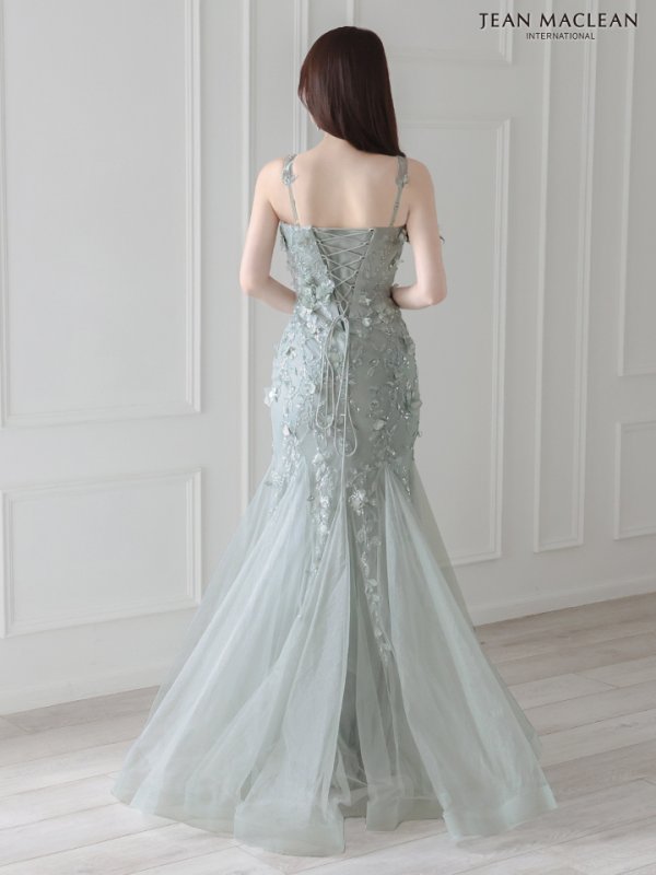 画像3: Lサイズあり【JEAN MACLEAN/ジャンマクレーン】立体フラワー/ ノースリーブ/ チュール/ マーメイド/ ロングドレス/ キャバドレスlong【HC02】 (3)