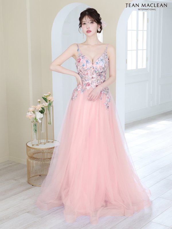 画像13: Lサイズあり【JEAN MACLEAN/ジャンマクレーン】ショルダーリボン/ フラワー刺繍/ チュール/ ノースリーブ/ Aライン/ フレア/ プリンセス/ ロングドレス/ キャバドレス long【HC02】 (13)