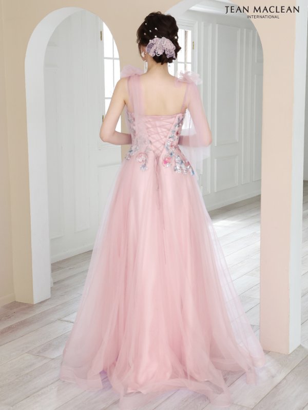 画像14: Lサイズあり【JEAN MACLEAN/ジャンマクレーン】ショルダーリボン/ フラワー刺繍/ チュール/ ノースリーブ/ Aライン/ フレア/ プリンセス/ ロングドレス/ キャバドレス long【HC02】 (14)