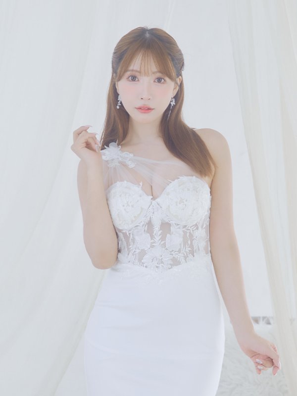 画像5: XSサイズあり【IRMA/イルマ】チュール/ ワンショルダー/ フラワー刺繍/ シアー/ タイト/ ミニドレス/ キャバドレス【HC02】 (5)