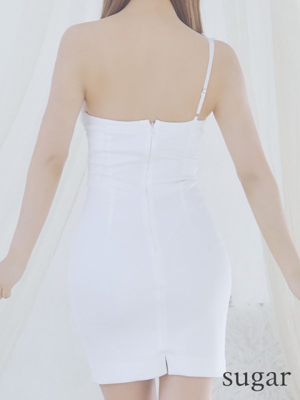 画像9: XSサイズあり【IRMA/イルマ】チュール/ ワンショルダー/ フラワー刺繍/ シアー/ タイト/ ミニドレス/ キャバドレス【HC02】 (9)