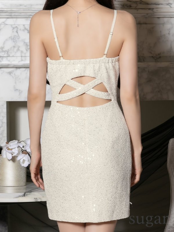 画像13: XSサイズあり【IRMA/イルマ】スパンコール/ ラメニット/ キャミソール/ フロントジップ/ タイト/ ミニドレス/ キャバドレス【HC02】 (13)