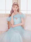 画像4: Lサイズあり【JEAN MACLEAN/ジャンマクレーン】オフショル/ ベア/ 立体フラワー/ チュール/ Aライン/ フレア/ プリンセス/ ロングドレス/ キャバドレス long[OF2A] (4)