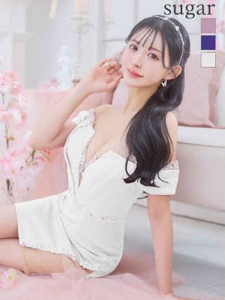 未使用 sugarドレス ホワイト ミニドレス：ホワイト(白)｜キャバドレス・ミニドレス通販はsugar