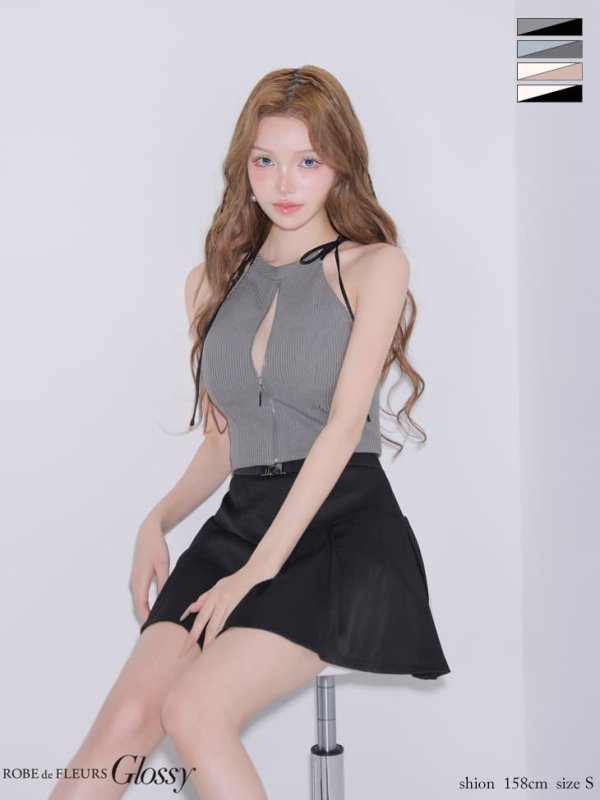 グレーxブラック　モデル：しおん　身長：158cm　着用サイズ：Sサイズ