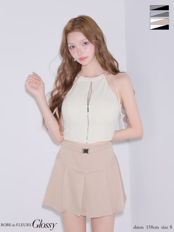 アイボリーxベージュ　モデル：しおん　身長：158cm　着用サイズ：Sサイズ