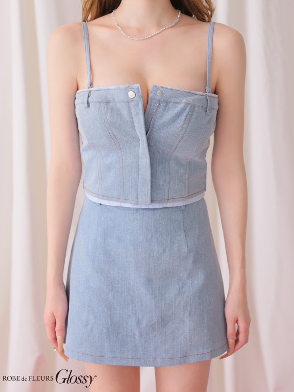 ブルー　モデル：しおん　身長：158cm　着用サイズ：Sサイズ