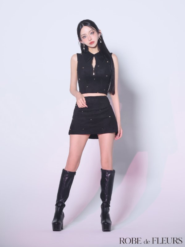 ブラック モデル：まおちゃる　身長：158cm　着用サイズ：Sサイズ