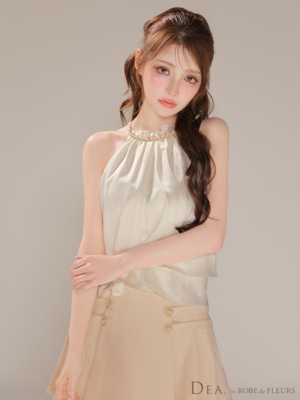 アイボリーxベージュ モデル：ももか　身長：156cm　着用サイズ：Sサイズ