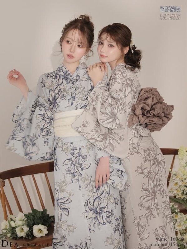 ブルー　モデル：ゆめ　身長：160cm　着用サイズ：Fサイズ　ベージュ　モデル：ももか　身長：156cm　着用サイズ：Fサイズ