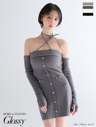 ROBE de FLEURS Glossy ドレス　グレー ROBE de FLEURS Glossy】ロングドレス - sugar