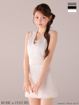 robe de fleurs ドレス　M セットアップ　ホワイト キャバドレス・ミニドレス通販はsugar 【ROBE de FLEURS