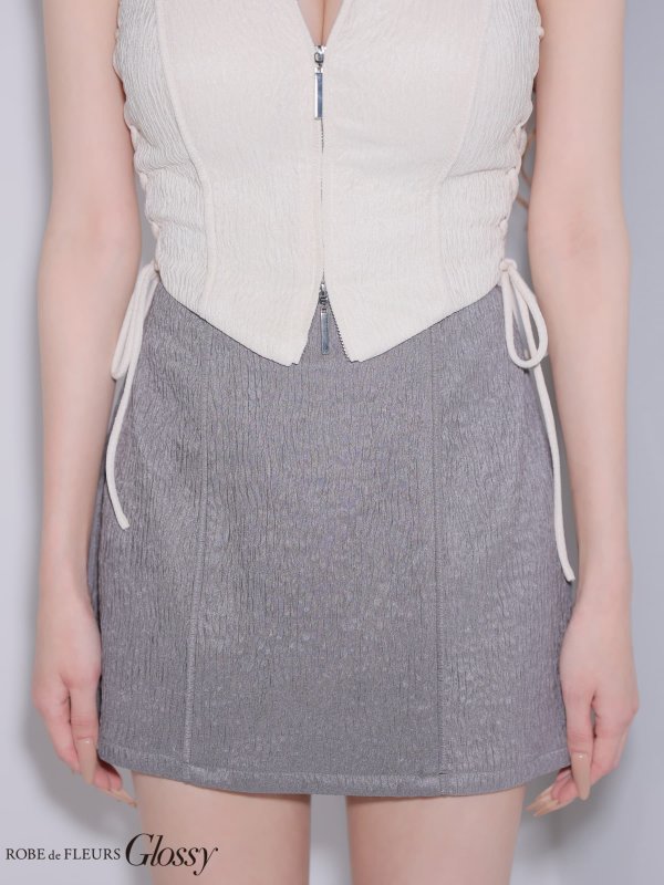 アイボリーxグレー しおん　身長：158cm　着用サイズ：Sサイズ