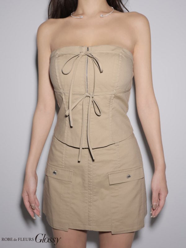 ベージュ　モデル：みゆ　身長：164cm　着用サイズ：Sサイズ