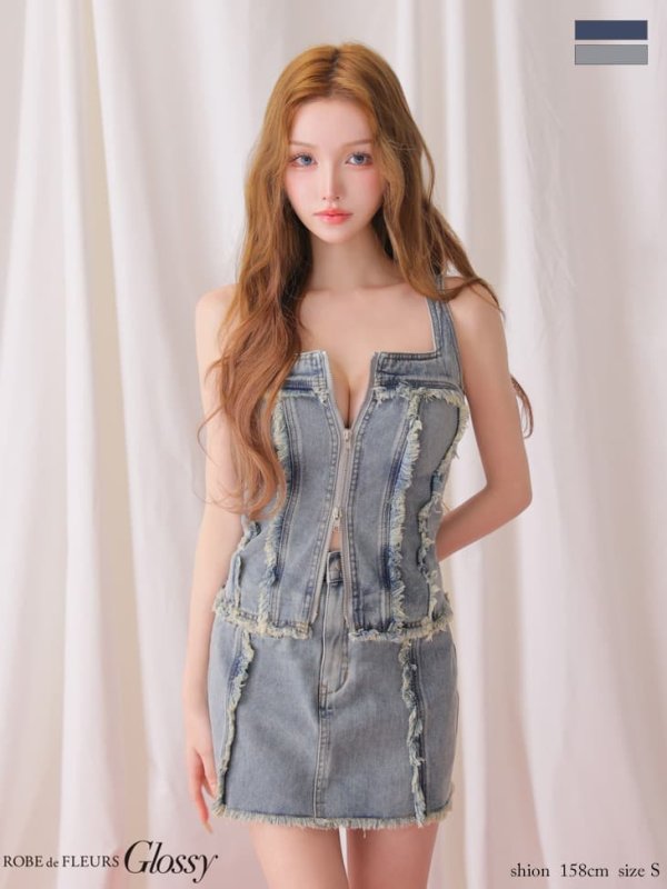 ブルー　モデル：しおん　身長：158cm　着用サイズ：Sサイズ