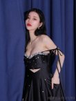 画像29: XSサイズあり【ROBE de FLEURS/ローブドフルール】サテン/ ビジュー/ フレア/ ミディアムドレス/ キャバドレス[OF2] (29)