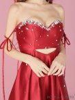 画像14: XSサイズあり【ROBE de FLEURS/ローブドフルール】サテン/ ビジュー/ フレア/ ミディアムドレス/ キャバドレス[OF2] (14)