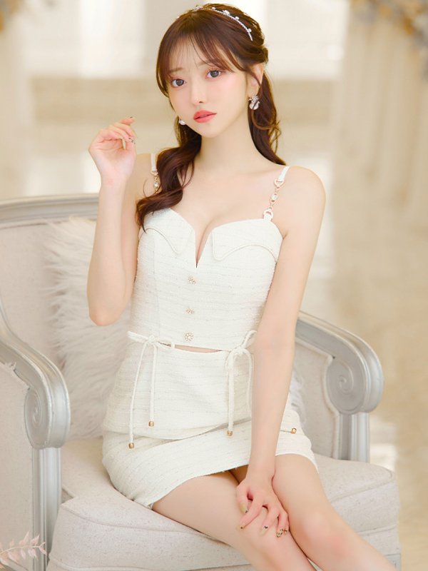 画像6: XSサイズあり【IRMA/イルマ】ツイード/ リボン/ キャミソール/ カットアウト/ タイト/ ミニドレス/ キャバドレス【HC02】 (6)