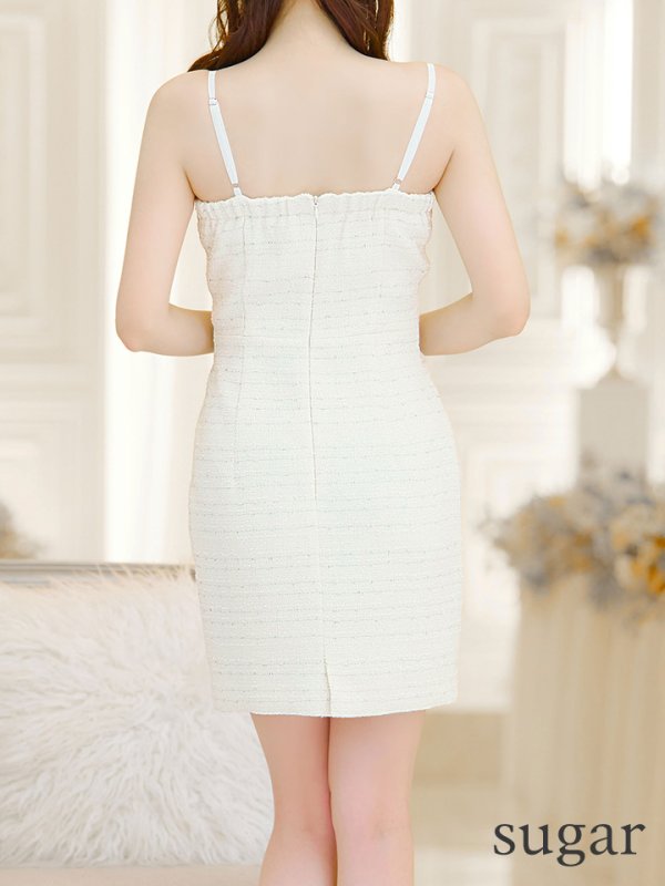 画像9: XSサイズあり【IRMA/イルマ】ツイード/ リボン/ キャミソール/ カットアウト/ タイト/ ミニドレス/ キャバドレス【HC02】 (9)