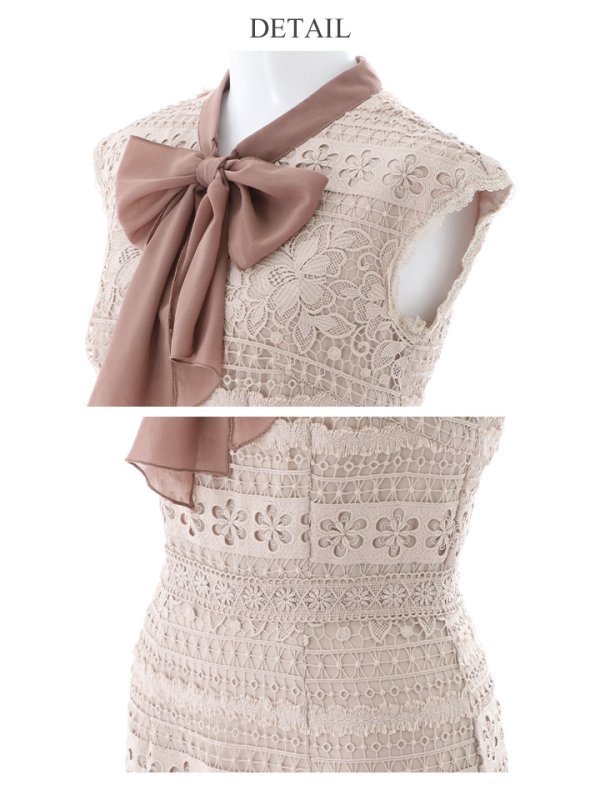 画像13: sugarオリジナルドレス★ Lサイズあり!!【sugar】マーメイド/ リボンネック/ フラワーレース/ ノースリーブ/ ワンピース/ ミモレ丈/ タイト/ ミディアムドレス/ キャバドレス[OF08] (13)