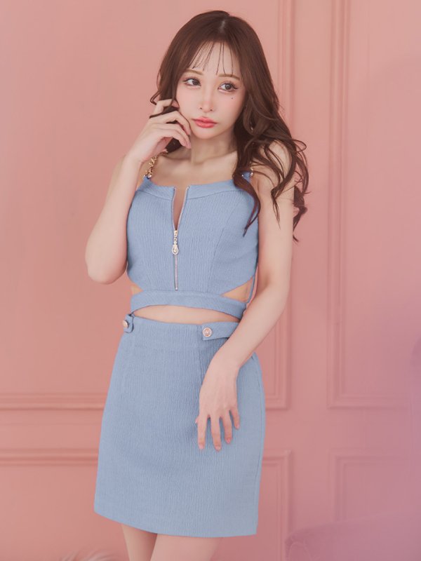 画像19: 再入荷!【IRMA/イルマ】フロントジップ/ バックル/ カットアウト/ ワンカラー/ キャミソール/ タイト/ セットアップ/ ミニドレス/ キャバドレス【HC02】 (19)