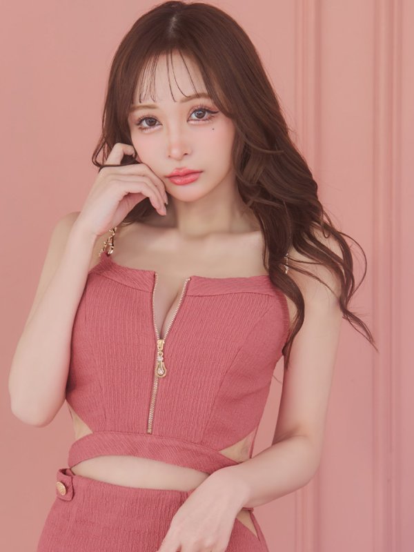 画像3: 再入荷!【IRMA/イルマ】フロントジップ/ バックル/ カットアウト/ ワンカラー/ キャミソール/ タイト/ セットアップ/ ミニドレス/ キャバドレス【HC02】 (3)