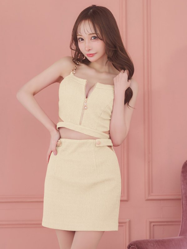 画像24: 再入荷!【IRMA/イルマ】フロントジップ/ バックル/ カットアウト/ ワンカラー/ キャミソール/ タイト/ セットアップ/ ミニドレス/ キャバドレス【HC02】 (24)