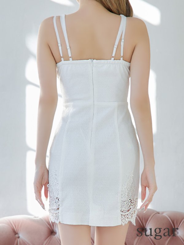 画像15: XSサイズあり【IRMA/イルマ】ワンカラー/ フロントジップ/ ボタン/ レース/ タイト/ ミニドレス/ キャバドレス【HC02】 (15)