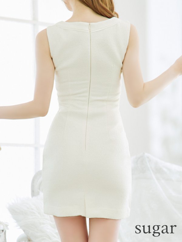 画像9: XSサイズあり【IRMA/イルマ】ツイード/ フロントジップ/ ノースリーブ/ ポケット/ タイト/ ミニドレス/ キャバドレス【HC02】 (9)