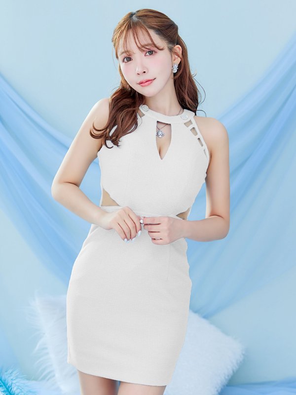 画像13: sugarオリジナルカラー・XSサイズあり【IRMA/イルマ】ワンカラー/ カットアウト/ ノースリーブ/ ボタン/ タイト/ ミニドレス/ キャバドレス【HC02】 (13)