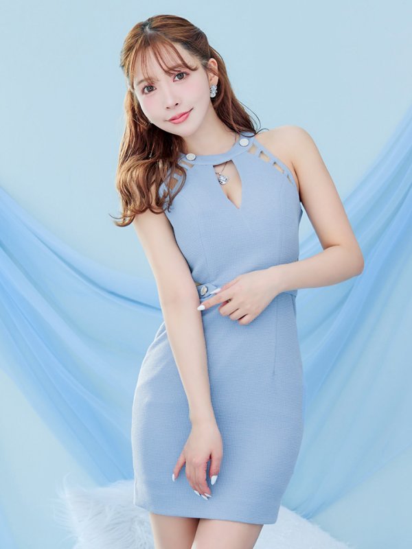 画像4: sugarオリジナルカラー・XSサイズあり【IRMA/イルマ】ワンカラー/ カットアウト/ ノースリーブ/ ボタン/ タイト/ ミニドレス/ キャバドレス【HC02】 (4)