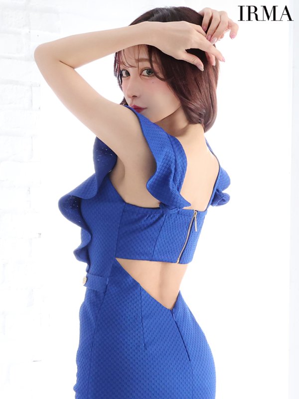 画像12: XSサイズあり【IRMA/イルマ】フリルショルダー/ ワンカラー/ カットアウト/ ボタン/ タイト/ ミニドレス/ キャバドレス[OF2A] (12)