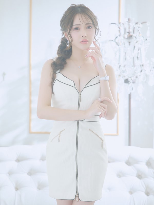 画像14: XSサイズあり【IRMA/イルマ】バイカラー/ パイピング/ フロントジップ/ ノースリーブ/ ポケット/ タイト/ ミニドレス/ キャバドレス[OF2A] (14)