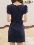 画像9: XSサイズあり【IRMA/イルマ】ワンカラー/ カットアウト/ リボン/ パフスリーブ/ 袖あり/ タイト/ ミニドレス/ キャバドレス[OF2A] (9)