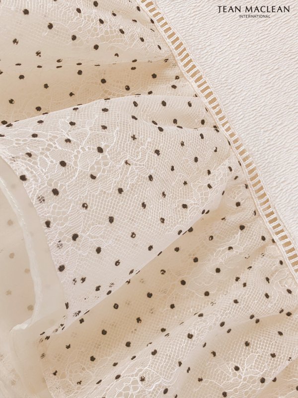 画像6: Lサイズあり【JEAN MACLEAN/ジャンマクレーン】フリル/ ドット/ シアー/ レース/ 袖あり/ 長袖/ マーメイド/ ひざ丈/ ミディアムドレス/ キャバドレス[OF2A] (6)